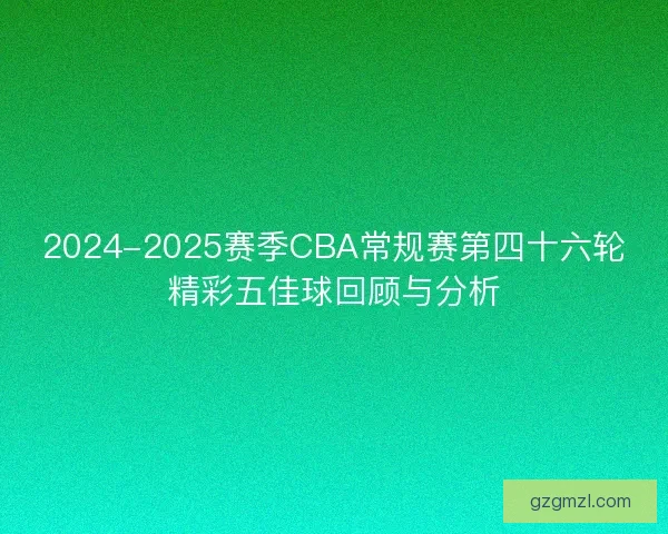 2024-2025赛季CBA常规赛第四十六轮精彩五佳球回顾与分析