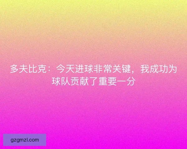 多夫比克：今天进球非常关键，我成功为球队贡献了重要一分